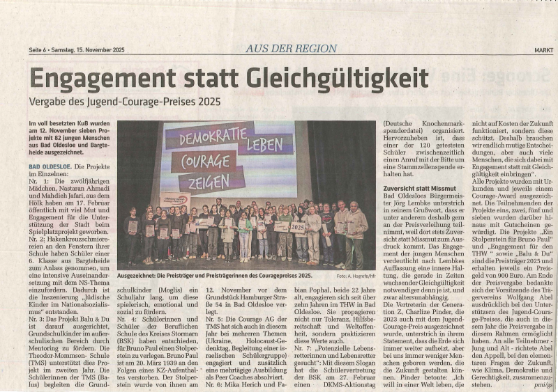 Engagement statt Gleichgültigkeit Berufliche Schule des Kreises Stormarn in Bad Oldesloe Engagement statt Gleichgültigkeit